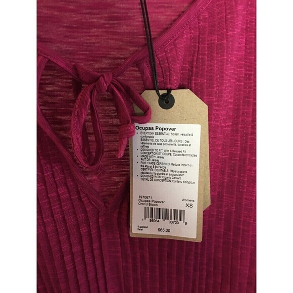 NEW Prana Raspberry Orchid Bloom Ocupas Popover Blouse Women's XSmall Relaxed XS - Picture 6 of 7